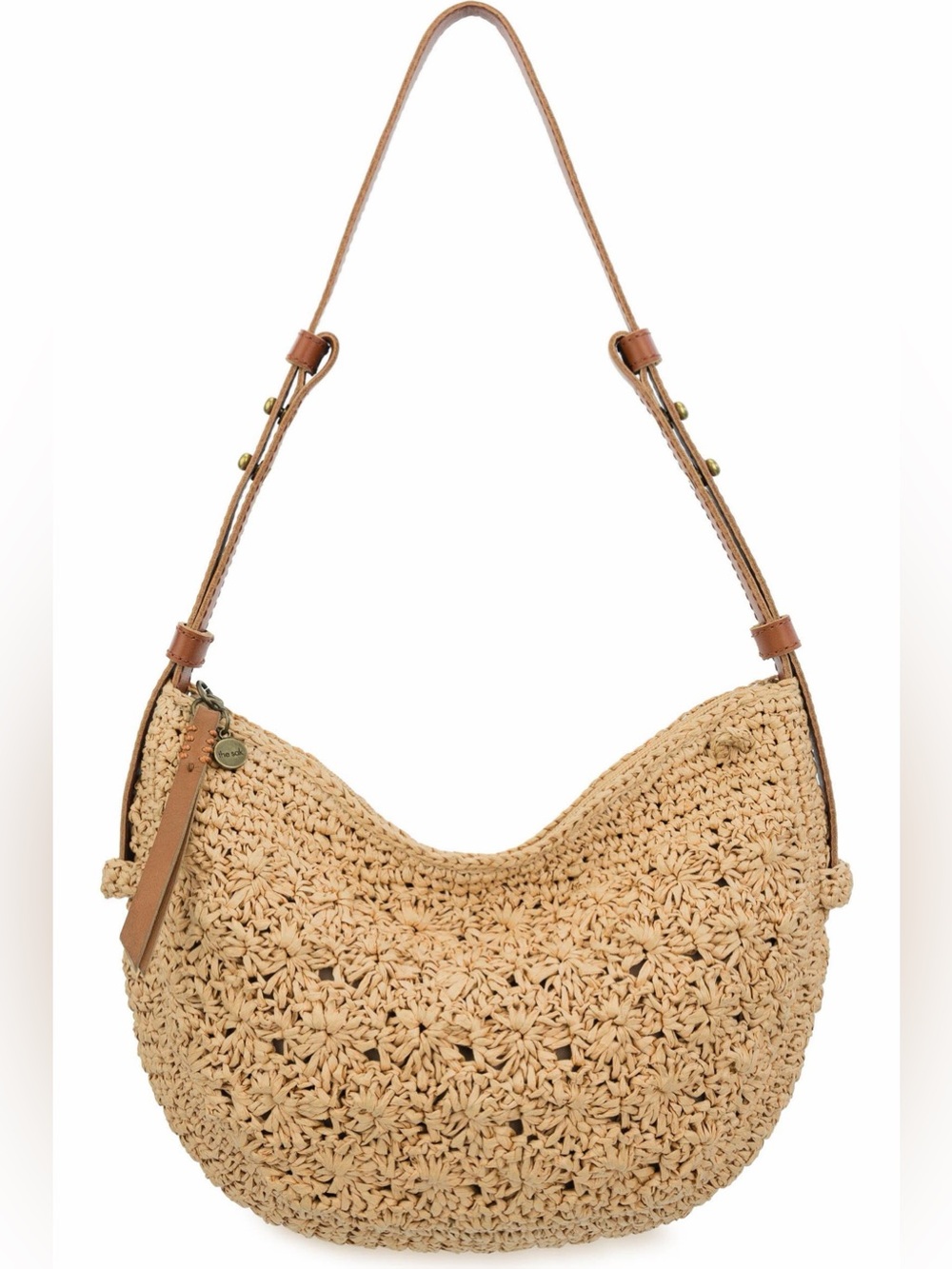 The Sak Tess Shoulder Bag Hand Crochet Natural Primrose Straw